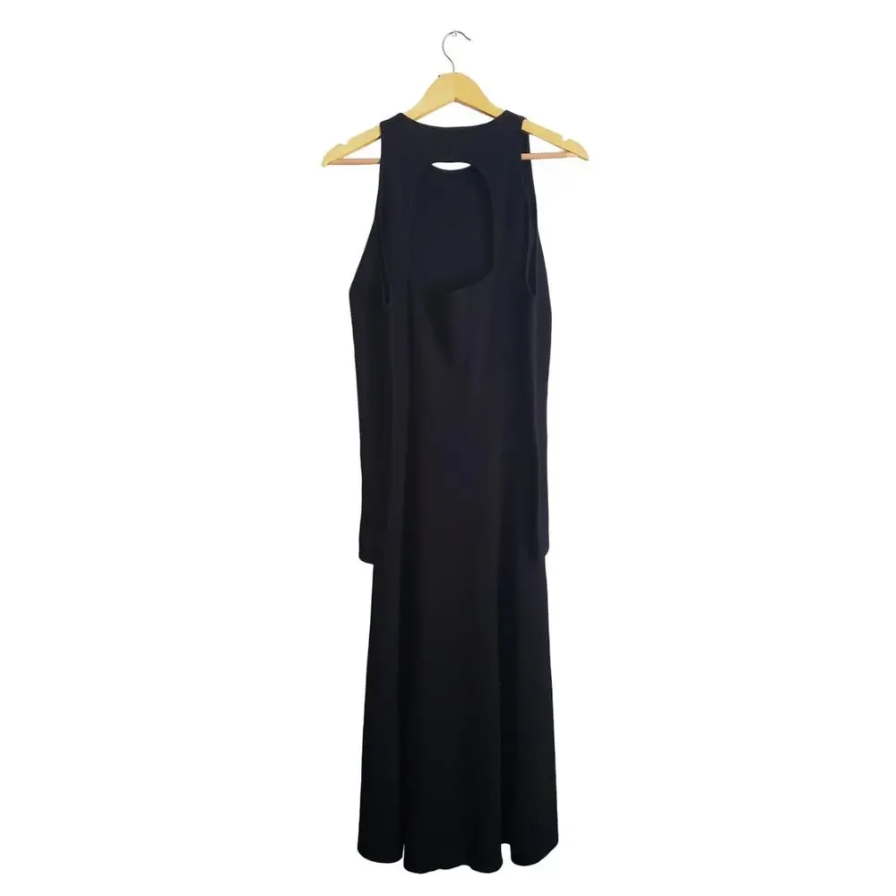 GANNI Ribbed Knit Cutout Midi Sweater Dress Black Size Small